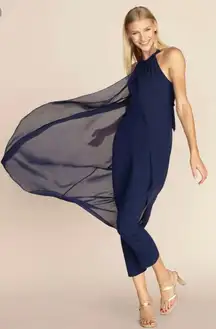 Trina Turk Navy Blue Halter Neck Wide Leg Park Jumpsuit Size 2 $498