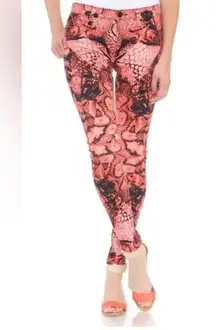 Hudson Jeans Nico Super Skinny Coral Snake Print Size 26