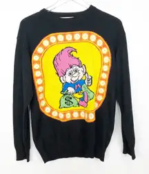 MOSCHINO Ladies Black 100% Virgin Wool Good Luck Trolls Collection Sweater S