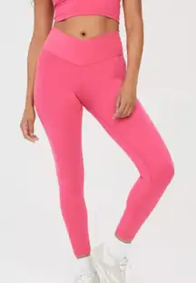 NEW OFFLINE By Aerie Real Me High Waisted Crossover 7/8 Legging Pink Small Short