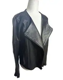 J Brand  Marie Quilted Lambskin Leather Moto Double Zipper‎ Jacket Size Large