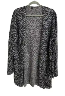 360 Cashmere Gray Cheetah Print Open Cardigan Size‎ Large