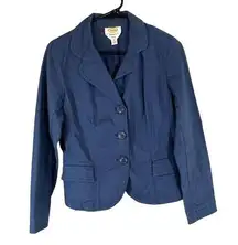 Talbots Blue Preppy Cotton Blend Career Button Front Blazer Women Sz 8