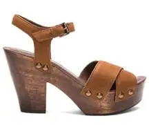 Matisse | Platform Strappy Brown Leather Open Toe Heels | Size 9