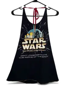 Y2k Nerdcore Star Wars Halter Backless Strappy Mini Dress Goth Festival Comicon