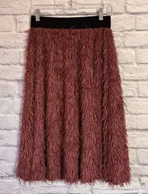 Lularoe Jill Pink Shimmer Elastic Waist Eyelash Fringe Knit Skirt Size XS