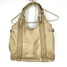 Kate Spade Large Gold Braided Hobo Bag Leather Tote