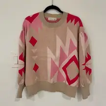 Pants Store Pink Geometric Printed Sweater