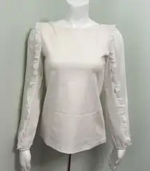 LOFT Ivory Ruffle Sleeve Blouse NEW