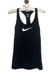 Nike Dri Fit Small Black Swoosh Athletic Tank Scoop Neck Racerback