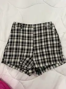 EXPRESS Plaid High Waist Dress Shorts