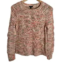 Talbots fall melange wool blend Crewneck cable chunky knit sweater size S