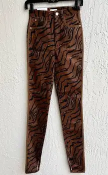 Weworewhat animal print slim jeans brown black size 24 NWT