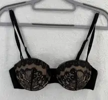 Wacoal‎ 32B Black Lace Overlay Padded Underwire Demi Bra