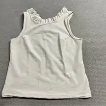 Banana Republic White Ruffle Neckline Lightweight Sweater Tank Top Size XS
