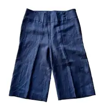 August Silk Linen Blend Wide Leg Cropped Pants‎ Black Size 14 Side Zip