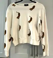 MONROW‎ All-Over Tiger Boyfriend Sweatshirt Size XS