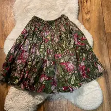 Multicolored Tiered Bubble Skirt Womens Size Large Flowy Elastic Waist Floral