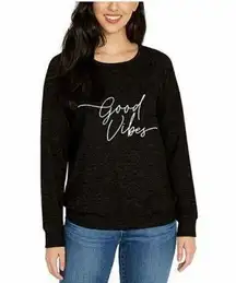 Buffalo Black ‘Good Vibes’ Cozy Graphic Crewneck Long Sleeve Sweatshirt NWT