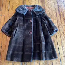 Vintage Faux Fur Mid Length Coat Brown
