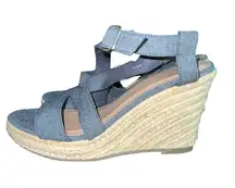 Gap denim and jute wedge sandals with ankle straps women’s size 9