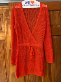 Red Crochet Swim Cover Up