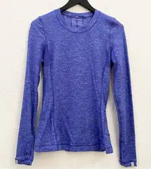 Lululemon Run:Dash Static Long Sleeve Wish Blue Ruffled Back Workout Top Size 6