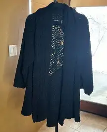Dolce Cabo Black Chenille Knit Cardigan Size XL