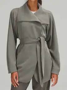 Lululemon Softstreme Belted Wrap Jacket Long Sleeves Grey Sage M/L