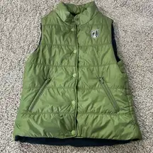 American Eagle Snap Button Insulated Puffer Vest Women's M Green Pockets Winter