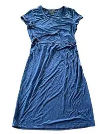 Milk Nursingwear Womens Blue Nursing Breastfeeding Dress Front Flap Size XS