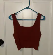 XS extra small deep orange deep red burgundy top 