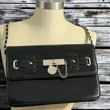 Ann Klein Patent Vegan Leather Shoulder Bag‎ Silver Hardware