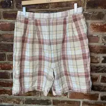 Vintage Adolfo Studio Y2K Brown Neutral Plaid Bermuda Shorts Women's Size 16W