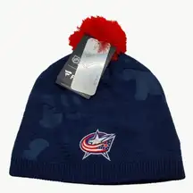 Fanatics Columbus Blue Jackets Women’s NHL Camo Beanie With Pom NWT, Navy
