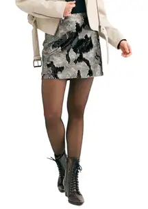 NWT Free People Reversible Sequin Camo Mini Skirt Flip Sequins Camouflage - Sz 6