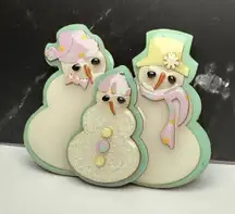 Christmas Snowmen Family Designs By Lucinda Brooch Pin Hand Made Snowman