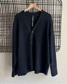 navy merino wool cardigan