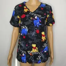 Disney  Winnie the Pooh Eeyore Medical Scrubs Top Shirt Pockets V Neck Tigger XS