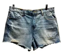 Vanilla Star High Rise Easy Shortie Distressed Denim Shorts Sz 9 NWT‎ Distressed