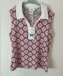 New Sigrid Olsen pink and white tennis/golf polo shirt size XS