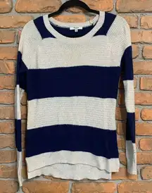 Madewell Striped‎ Sweater Womens XS Cream Navy Knit Pullover Long Sleeve Crew