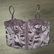 Pacsun Purple Satin Lace Bustier Corset Crop Top