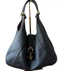 Loewe Padlock Pebbled Black Leather Hobo Shoulder Bag