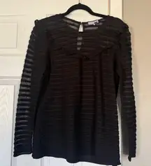 Parker Long Sheer Sleeve Ruffle Top Blouse