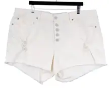 Torrid Plus Size 20‎ White Denim Shorts Button Fly Distressed Frayed Hem