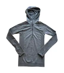 Lululemon Swiftly Wool 1/2 Zip Womens Size 4 Gray Hooded Running Active Gym