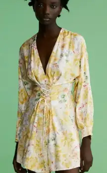 Zara Yellow Floral Print Corset Dress Blogger Fav