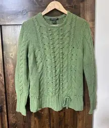 mariele waithe green cable knit cashmere sweater