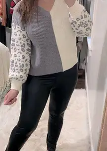 ee:some grey leopard print sweater size small/medium